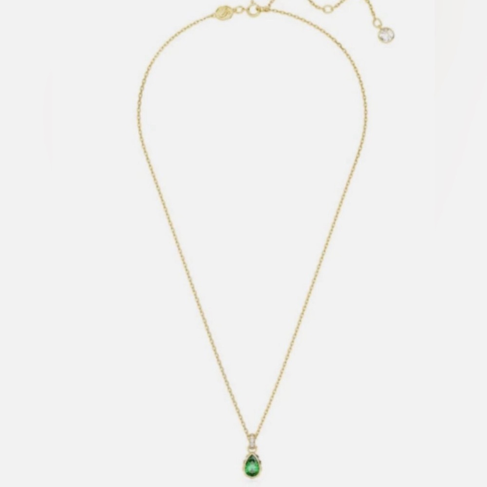 Swarovski Chroma Pendant Necklace Pear Cut Green Gold-tone Plated 5648751 - Picture 3 of 5